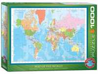 Eurographics 6000-1271 Map Of The World Puzzle, Mehrfarbig, 1000