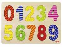 Goki 57574 Einlegepuzzle Zahlen 0-9, Meerkleuren