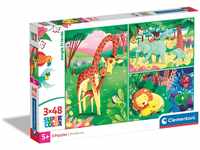 Clementoni 25233 Supercolor Dschungel Freunde – Puzzle 3 x 48 Teile ab 4...