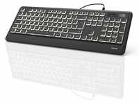 Hama USB Tastatur beleuchtet mit Kabel "KC-550" (laserbeschriftet, deutsches