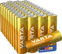 VARTA Batterien AA, 40 St&uuml;ck, Longlife, Alkaline, 1,5V, f&uuml;r Fernbedienungen,