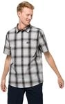 Jack Wolfskin Herren Luftiges Outdoor Hemd Kurzarm, Dusty Grey Checks, M
