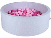 Knorrtoys 68189 - Bällebad soft - "Geo cube grey" - 300 Bälle soft pink