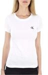 Calvin Klein Damen T-Shirt Kurzarm Ck Embroidery Rundhalsausschnitt, Wei&szlig; (Bright