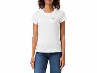Calvin Klein Jeans Damen T-Shirt Kurzarm Ck Embroidery Rundhalsausschnitt, Weiß