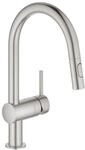 GROHE Minta, K&uuml;chenarmatur 2 Strahlarten (Wasserhahn K&uuml;che mit ausziehbarer Brause,