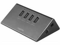 LogiLink UA0224 USB 2.0 Hub 4-Port + 1x Schnell-Ladeport mit Smart IC/ LED Anzeige/