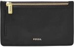 Fossil Brieftasche f&uuml;r Frauen Logan, Leder/Polyurethanbesatz Kartenetui schwarz 13,8