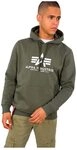 Alpha Industries Herren Basic Hoody Kapuzensweat F&uuml;r Kapuzenpullover, Dark Olive, M