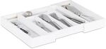 Relaxdays Besteckkasten Schublade Bambus Organizer, wei&szlig;