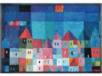 wash+dry Fußmatte, Colourful Houses 50x75 cm, innen und außen, waschbar