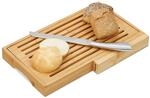 Relaxdays Brotschneidebrett, praktisches Brotbrett mit Messer aus Edelstahl,