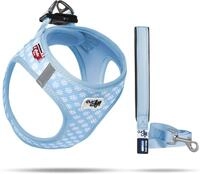 Vest Harness Air-Mesh Skyblue-Circles 3XS & Leash M