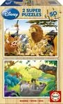 Educa - Holzpuzzle Disney Tierfreunde | 2x50 Teile Holzpuzzleset | K&ouml;nig der L&ouml;wen,