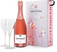 Taittinger Champagner 0,75l Brut Prestige Ros&eacute; mit zwei Gl&auml;ser im...