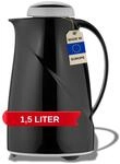 Helios Wave Thermoskanne Schwarz 1,5L - 6h Hei&szlig; - H&auml;lt Getr&auml;nke hei&szlig; & kalt -