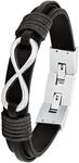 s.Oliver Armband f&uuml;r Herren Infinity, Leder / Edelstahl, Schwarz, L&auml;nge: 20-21,5 cm