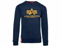 Alpha Industries Herren Basic Sweater Sweatshirt, Blickdicht, New Navy/Weizen, S