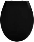 WENKO Premium WC-Sitz Kos Schwarz, Toilettendeckel mit Absenkautomatik und Fix-Clip