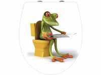 WENKO WC-Sitz Hochglanz Acryl Frog News, High Gloss Oberfläche, hygienischer