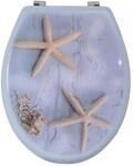 MSV WC Sitz Toilettendeckel MDF Holzkern "Seestern" Scharniere aus Edelstahl -