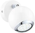 EGLO LED Wandlampe Bimeda, Wandleuchte, Wandstrahler aus Metall in Wei&szlig; und Chrom,
