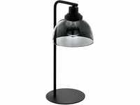 EGLO Tischlampe Beleser, Nachttischlampe aus Rauchglas in schwarz-transparent...