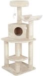 Kerbl Pet Eck-Kratzbaum Zirkonia, Katzenbaum, beige, 50x60x130cm, Holz, Pl&uuml;sch,
