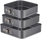 Relaxdays Springform quadratisch 3er Set, antihaftbeschichtet, eckige...