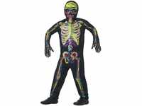 Glow in the Dark Skeleton Costume, Multi-Coloured, with Bodysuit, Mask &...