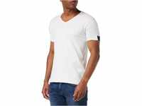 Replay Herren T-Shirt Kurzarm mit V-Ausschnitt, Optical White 001 (Weiß), XS
