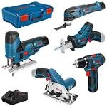 Bosch Professional 12V System Combo Kit: GSR 12V-15 + GST 12V-70 + GKS 12V-26 + GSA