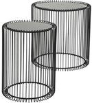 Kare Design Beistelltisch Wire Black 2er Set, runder, moderner Glastisch, kleiner