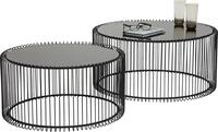 Kare Design Couchtisch Wire 2er Set, Schwarz, 63/53cm Durchmesser, Beistelltisch,