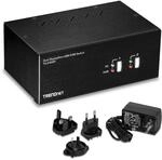 TRENDnet, TK-240DP, 2-Port Dual Monitor DisplayPort KVM Switch mit Audio, 2-Port USB