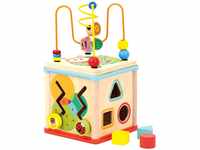Bino Motorikwürfel mit Uhr, Spielzeug für Kinder ab 1 Jahr (Holzspielzeug mit...