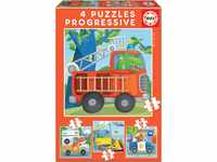 Educa 17144, Fahrzeuge, 4-in-1 Puzzleset für Kinder ab 3 Jahren