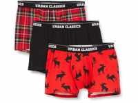 Urban Classics Herren Boxer Shorts 3-Pack Boxershorts, red Plaid AOP+Moose...