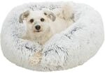 TRIXIE Hundebett Harvey &oslash; 50 cm in wei&szlig;-schwarz - wuschliges Hundekissen mit