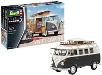 Revell 07674 Volkswagen VW T1 Bulli Camper, Campingbus zum Selberbauen 1:24, 18 cm