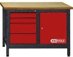 KS Tools 865.0006 Werkbank mit 4 Schubladen und 1 T&uuml;r, H840xB1200xT500mm