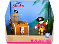 Bullyland 18900 - Spielfigur Pirat Käptn Sharky mit Truhe, detailgetreu, ideal...