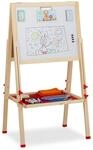 Relaxdays Standtafel Kinder, Whiteboard und Kreidetafel, Natur |...