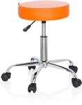 hjh OFFICE 729412 B&uuml;rohocker Operator II Kunstleder Orange Hocker h&ouml;henverstellbar