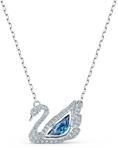 Swarovski Swan Halskette, Schwan, Blau, Rhodiniert