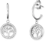 Engelsrufer 925 Silber Damen-Creolen mit Lebensbaum und Zirkonia, ERE-LILTREE-ZI-CR