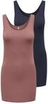 ONLY Damen Onllive Love New Long Tt 2pack Noos Tanktop, Night Sky/Pack:Night