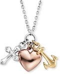 Engelsrufer Damen Halskette aus Sterling Silber mit Kreuz, Herz & Anker Anh&auml;ngern,