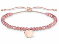 Thomas Sabo Armband rosa Perlen mit Herz roségold, 925 Sterlingsilber, 13-20 cm