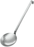 R&ouml;sle Haken Schauml&ouml;ffel &Oslash; 12 cm, Edelstahl 18/10, flach und grob gelocht,